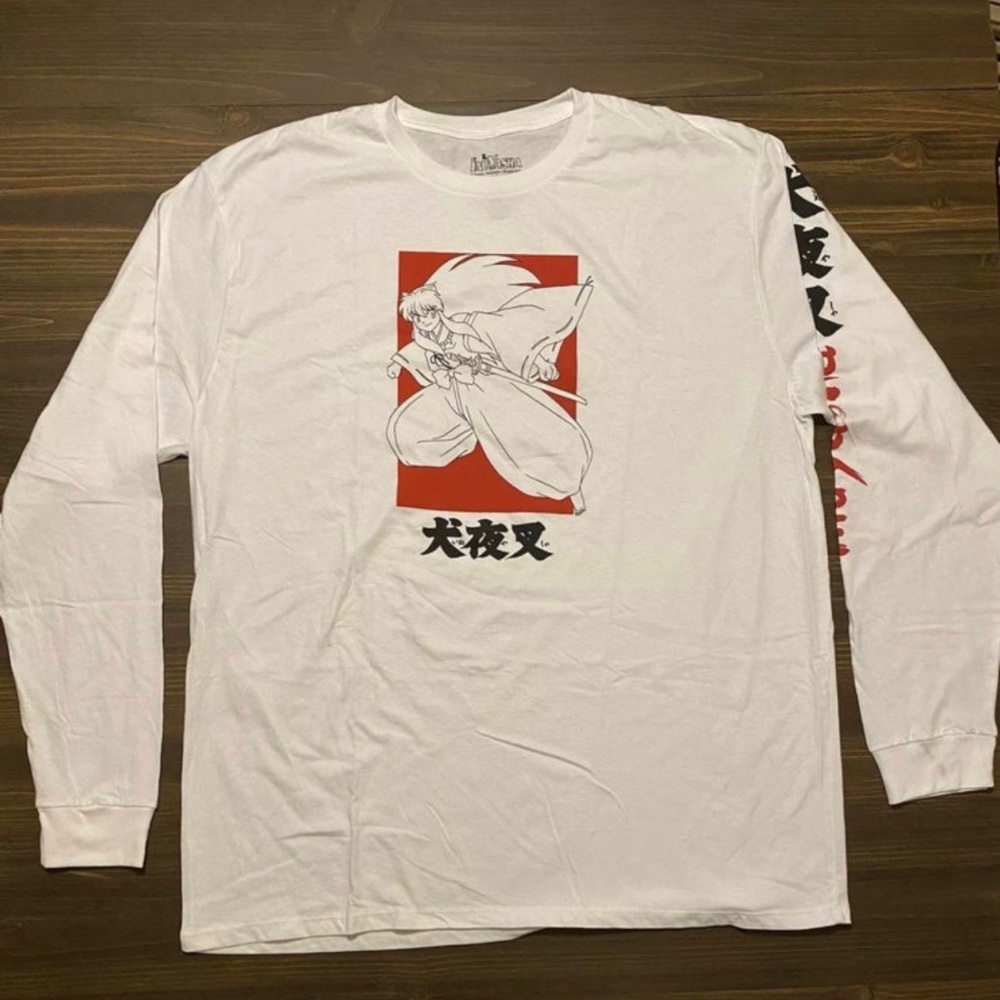 InuYasha Long Sleeve Shirt Size XXL Graphic White Japanese Anime